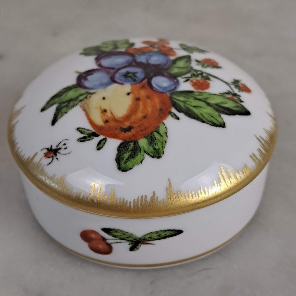 Fruit Motif Trinket Box Williamsburg Duke of Gloucester Mottahedeh Portugal - Picture 2 of 12